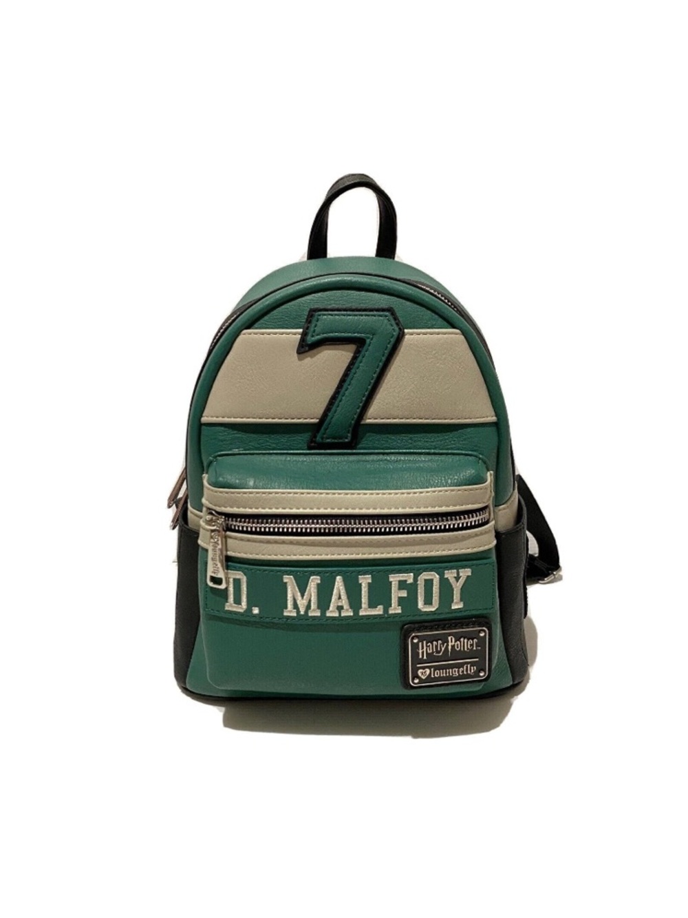 Loungefly Harry Potter Draco Malfoy #7 Slytherin Quidditch Green Backpack